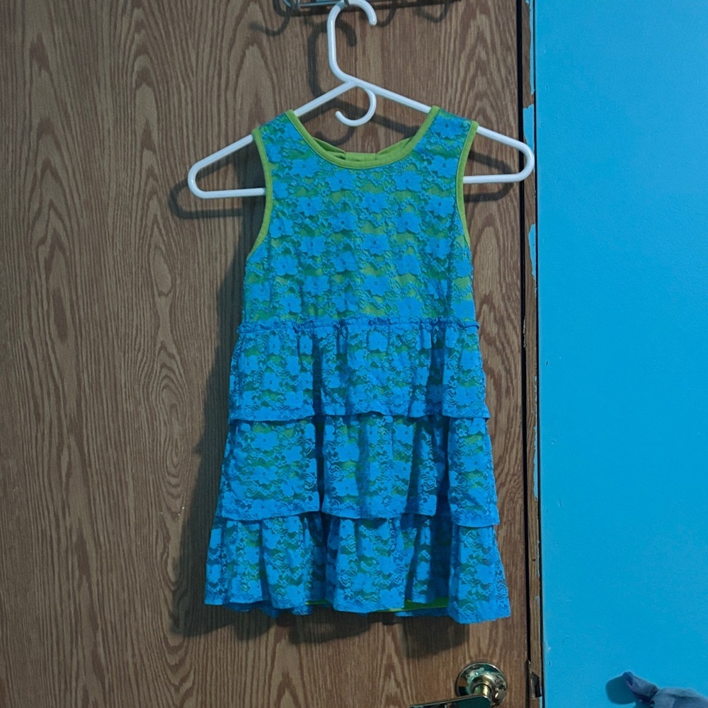 Source Unknown Blue and Green Kids Casual Dress